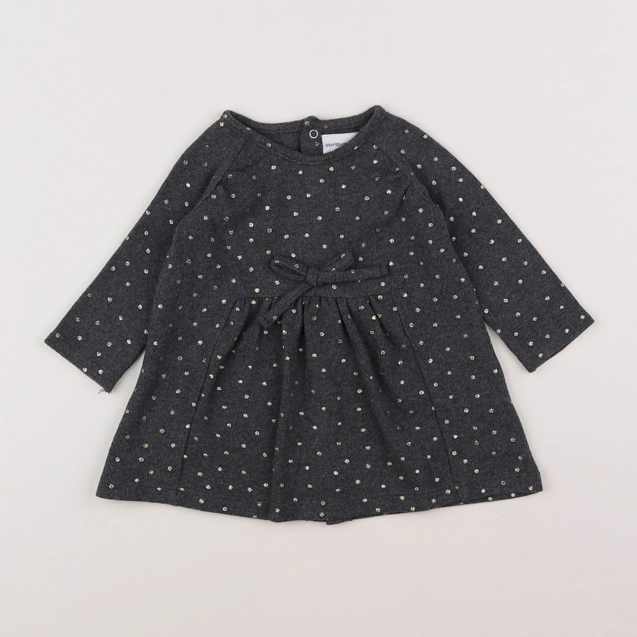 Vertbaudet - robe gris, or - 6 mois