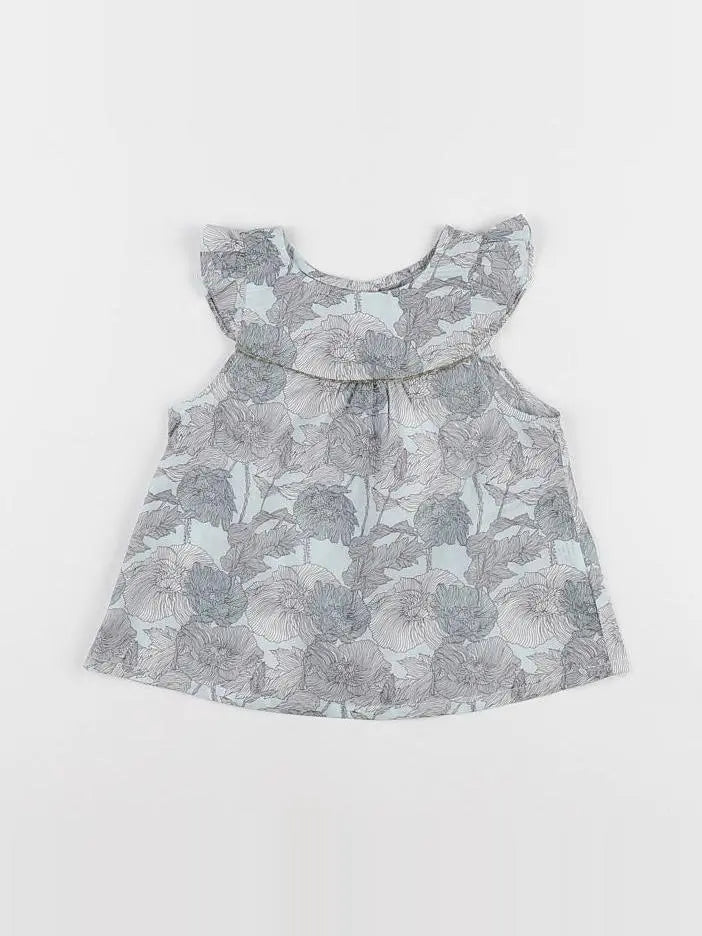 Blouse fleurs vertes