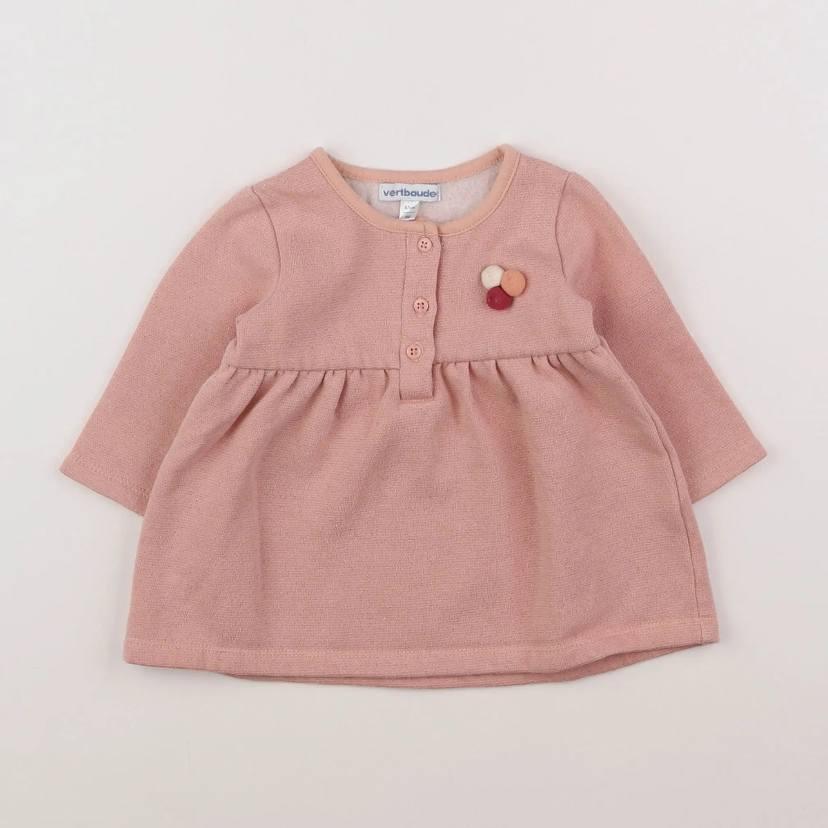 Vertbaudet - robe rose, or - 6 mois