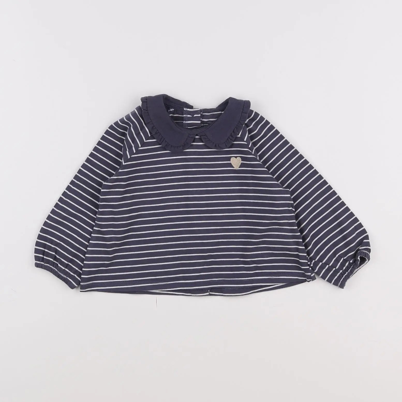 Vertbaudet - tee-shirt bleu, blanc - 12 mois