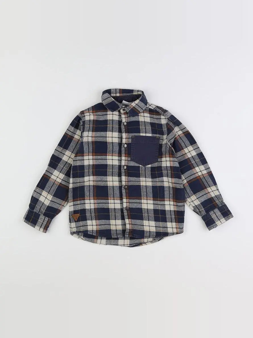 Vertbaudet - chemise bronze, bleu, blanc - 6 ans