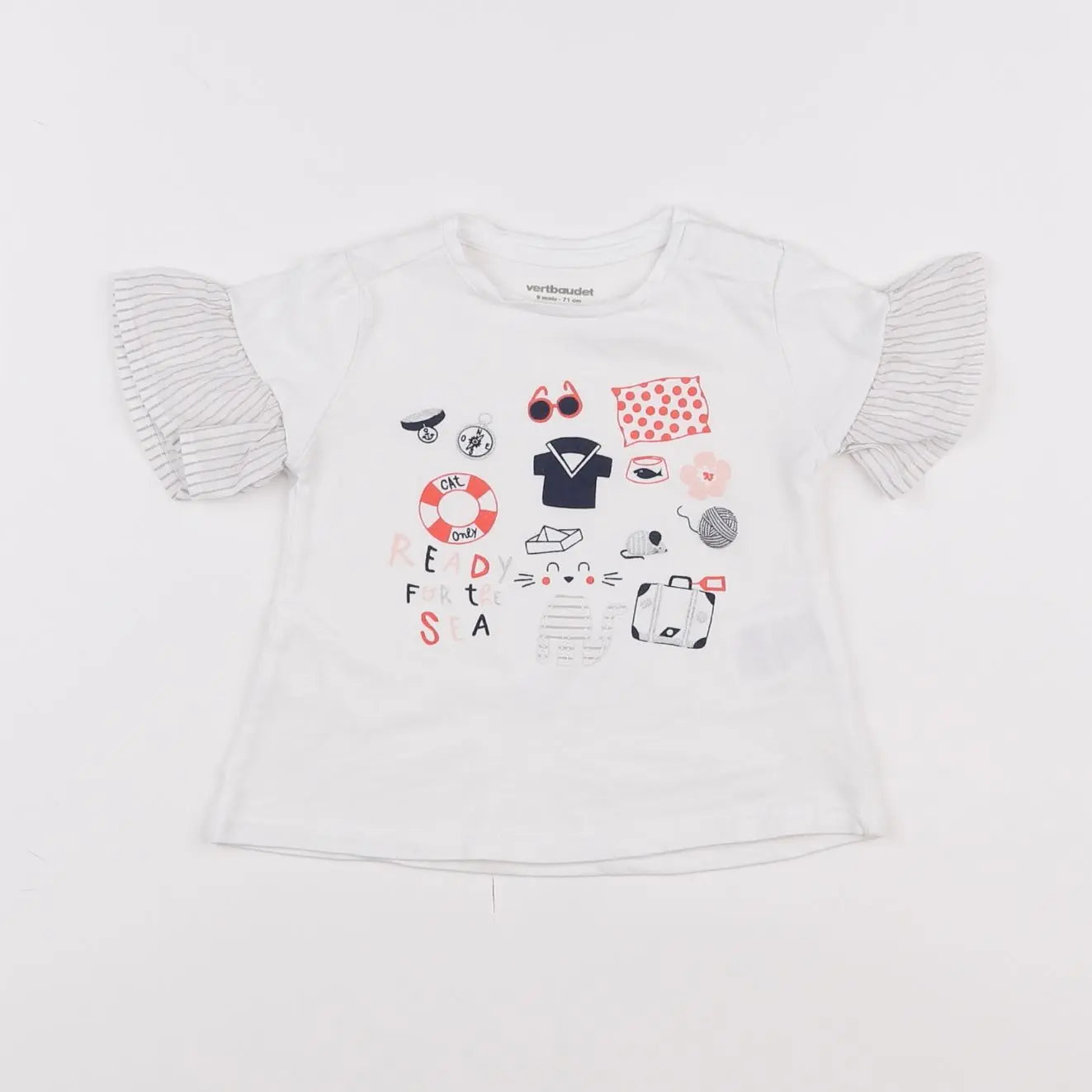 Vertbaudet - tee-shirt blanc - 9 mois