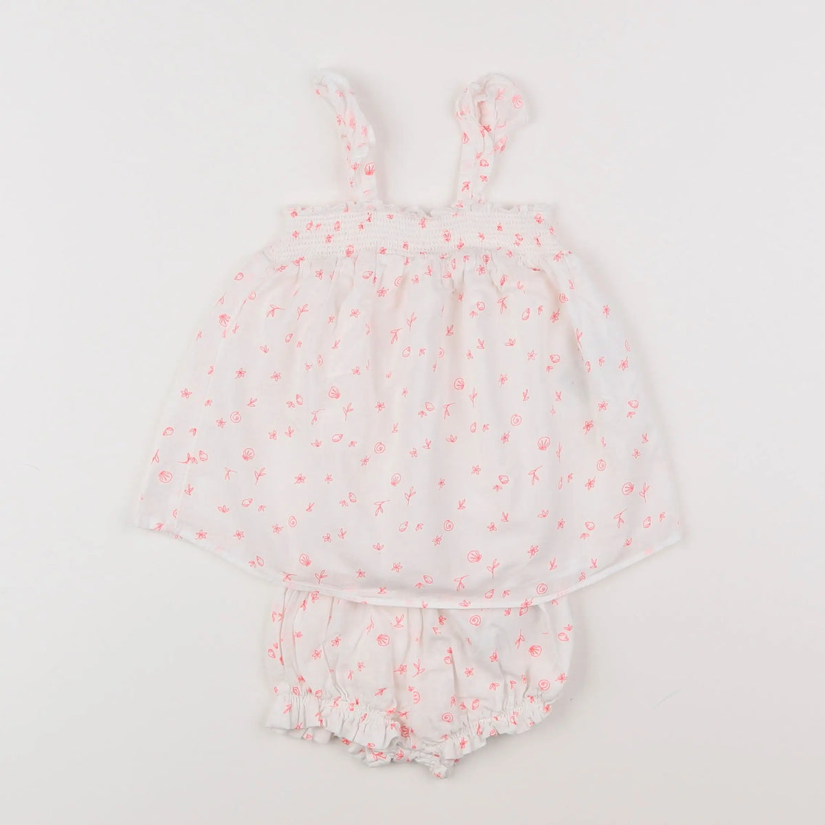 Vertbaudet - robe blanc, rose - 3 mois