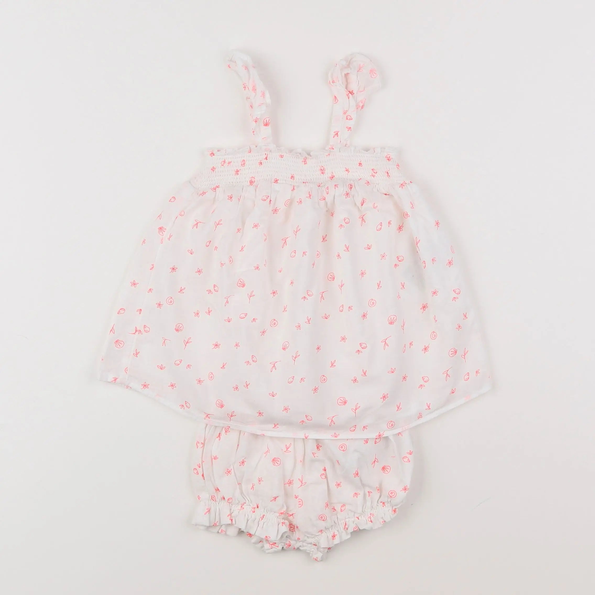 Vertbaudet - robe blanc, rose - 3 mois