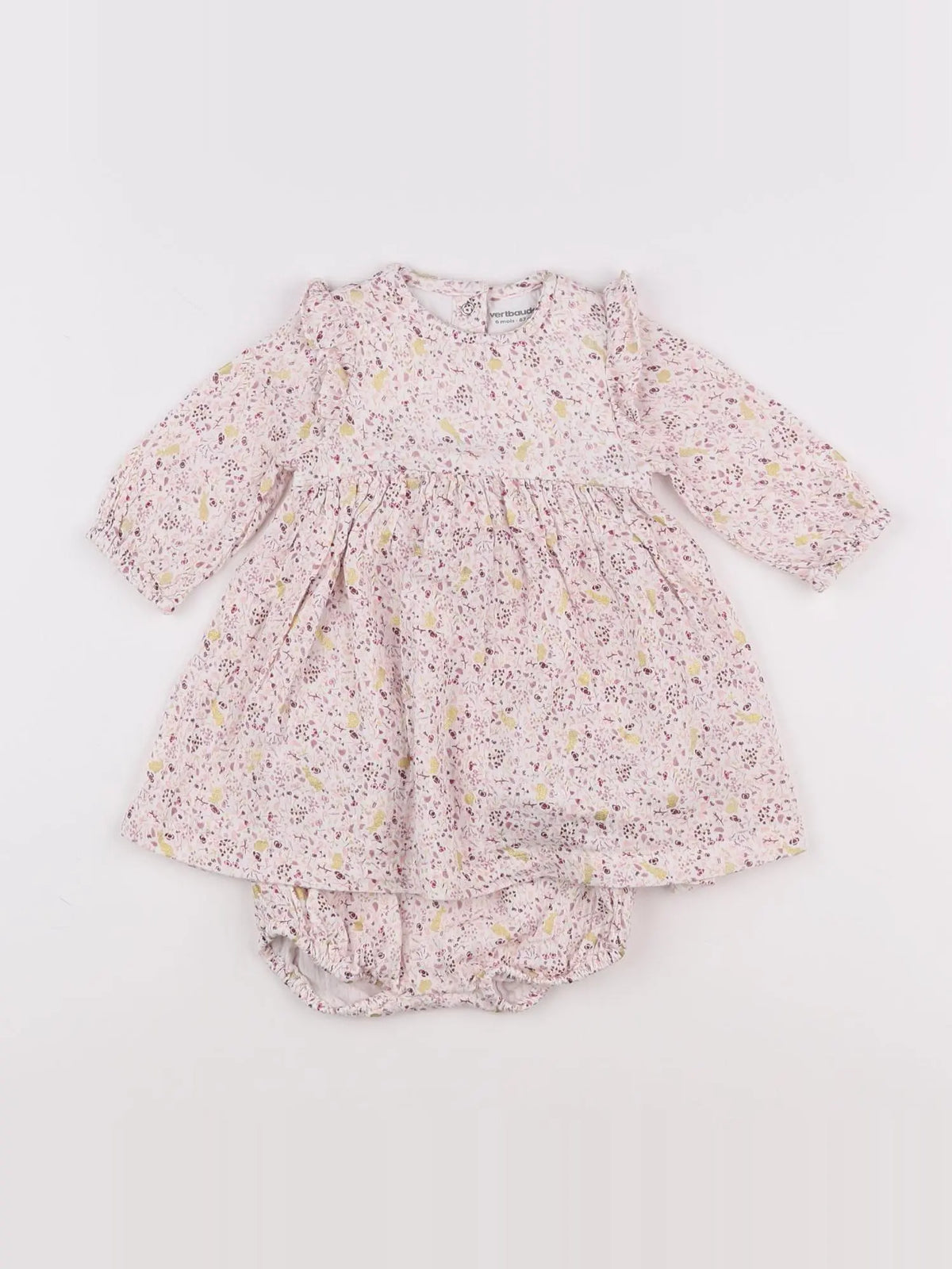 Vertbaudet - robe rose, blanc - 6 mois