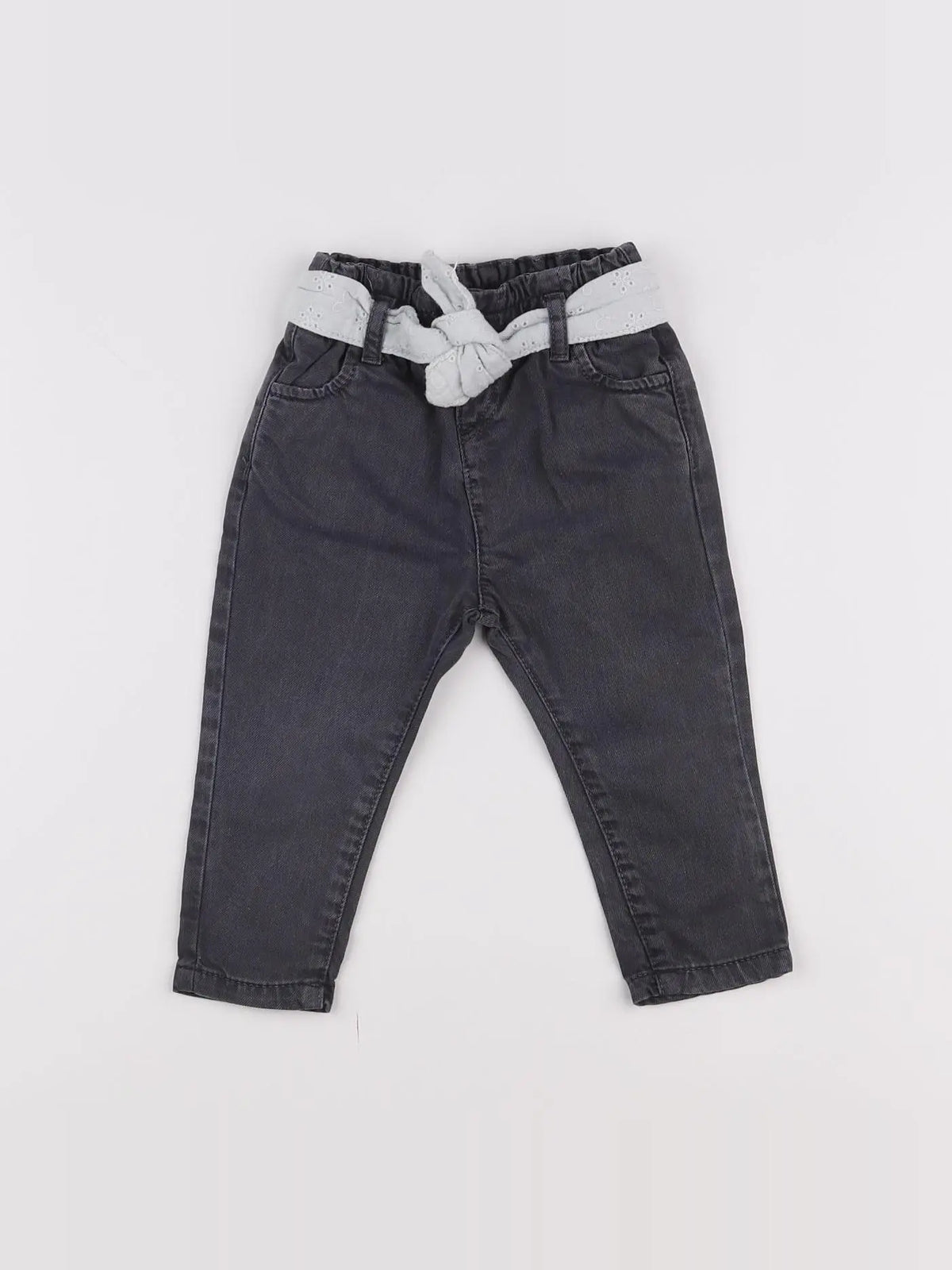 Vertbaudet - jean gris, blanc - 9 mois