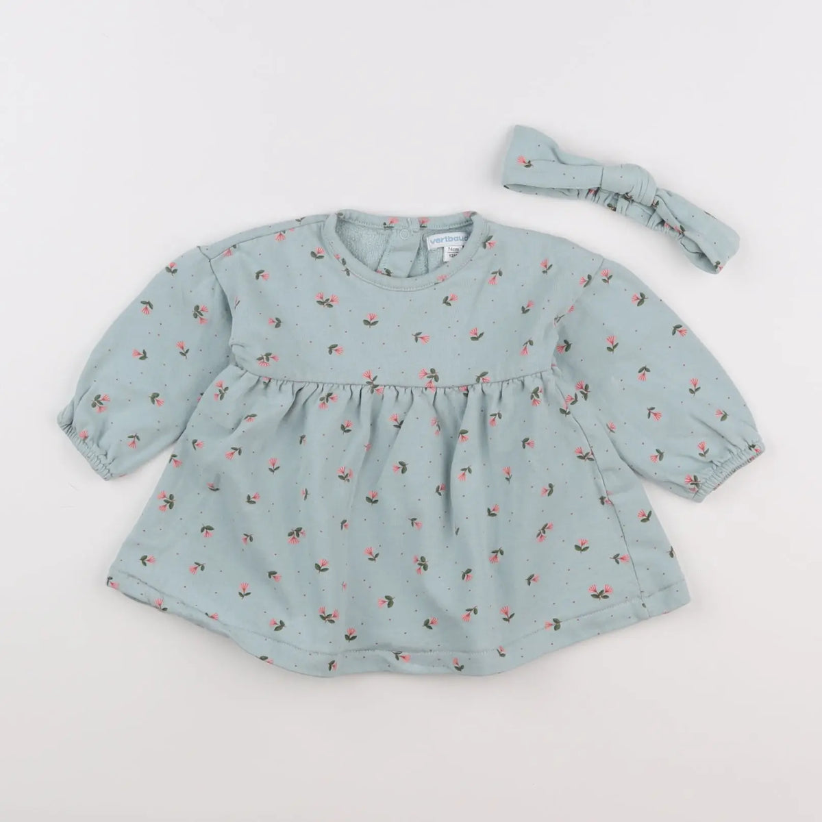 Vertbaudet - robe vert - 12 mois