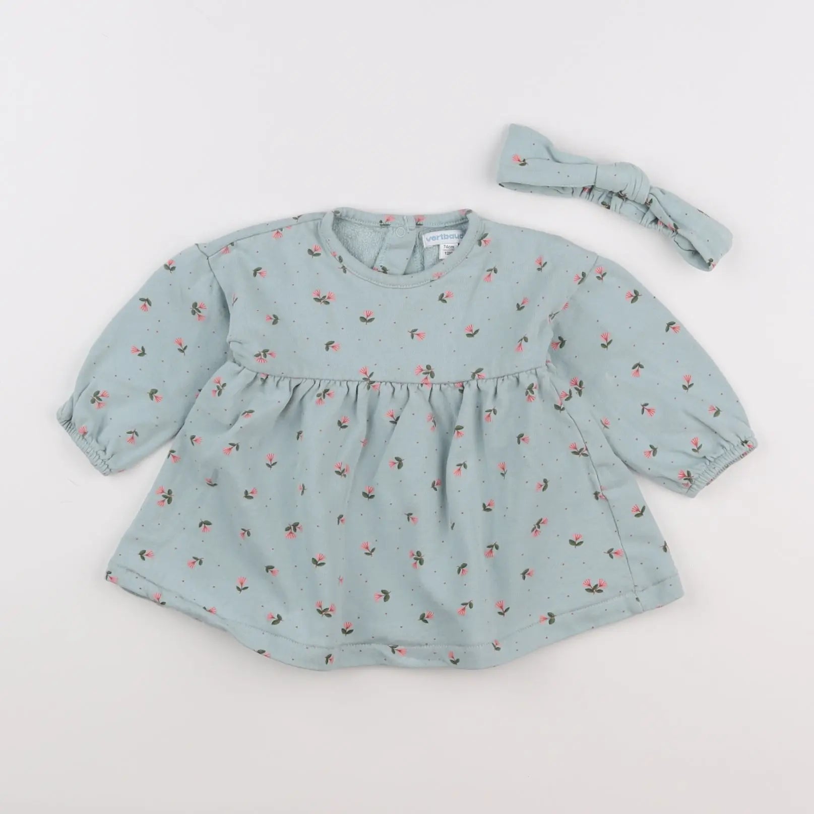 Vertbaudet - robe vert - 12 mois