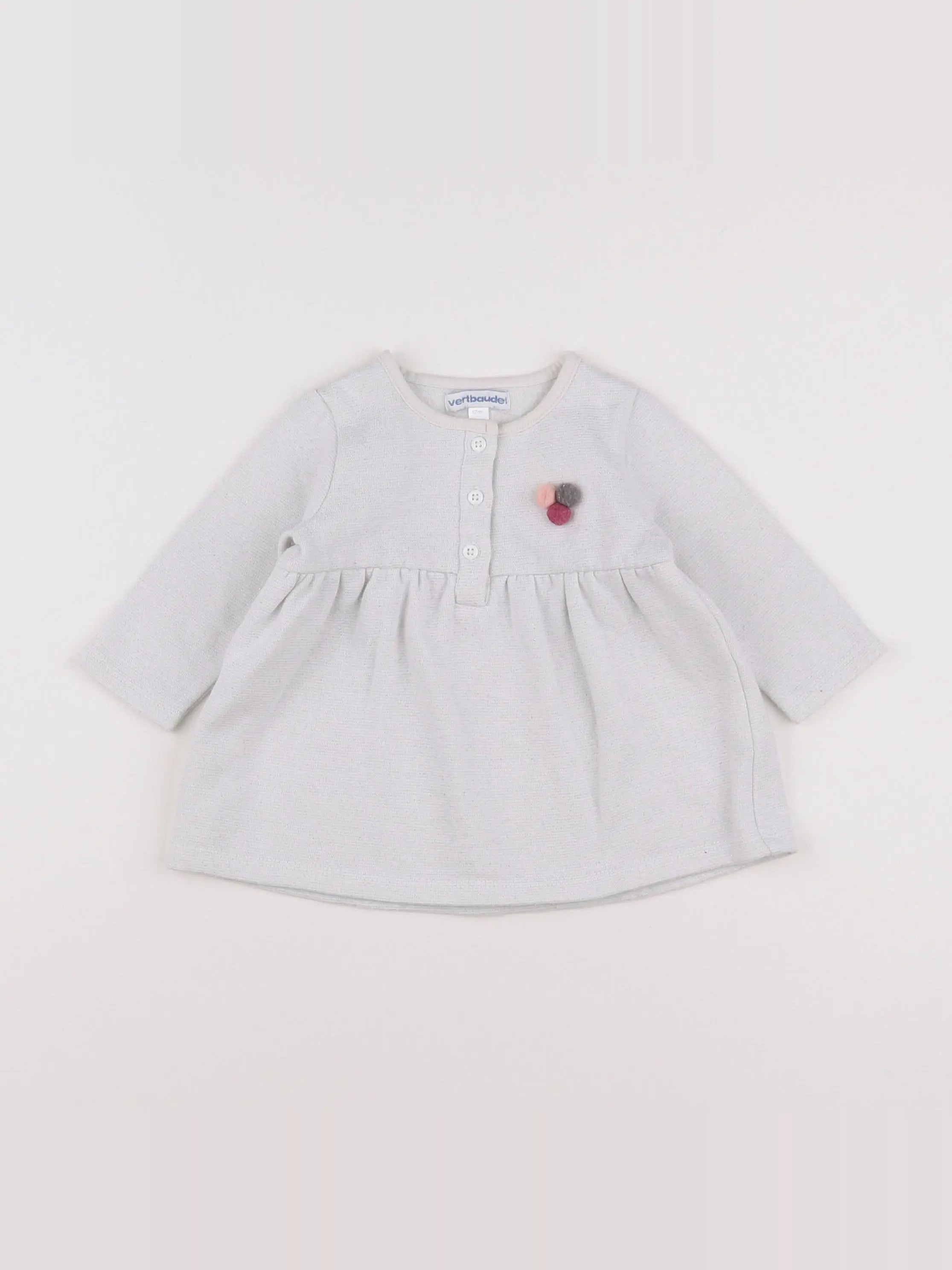 Vertbaudet - robe blanc, argent - 6 mois