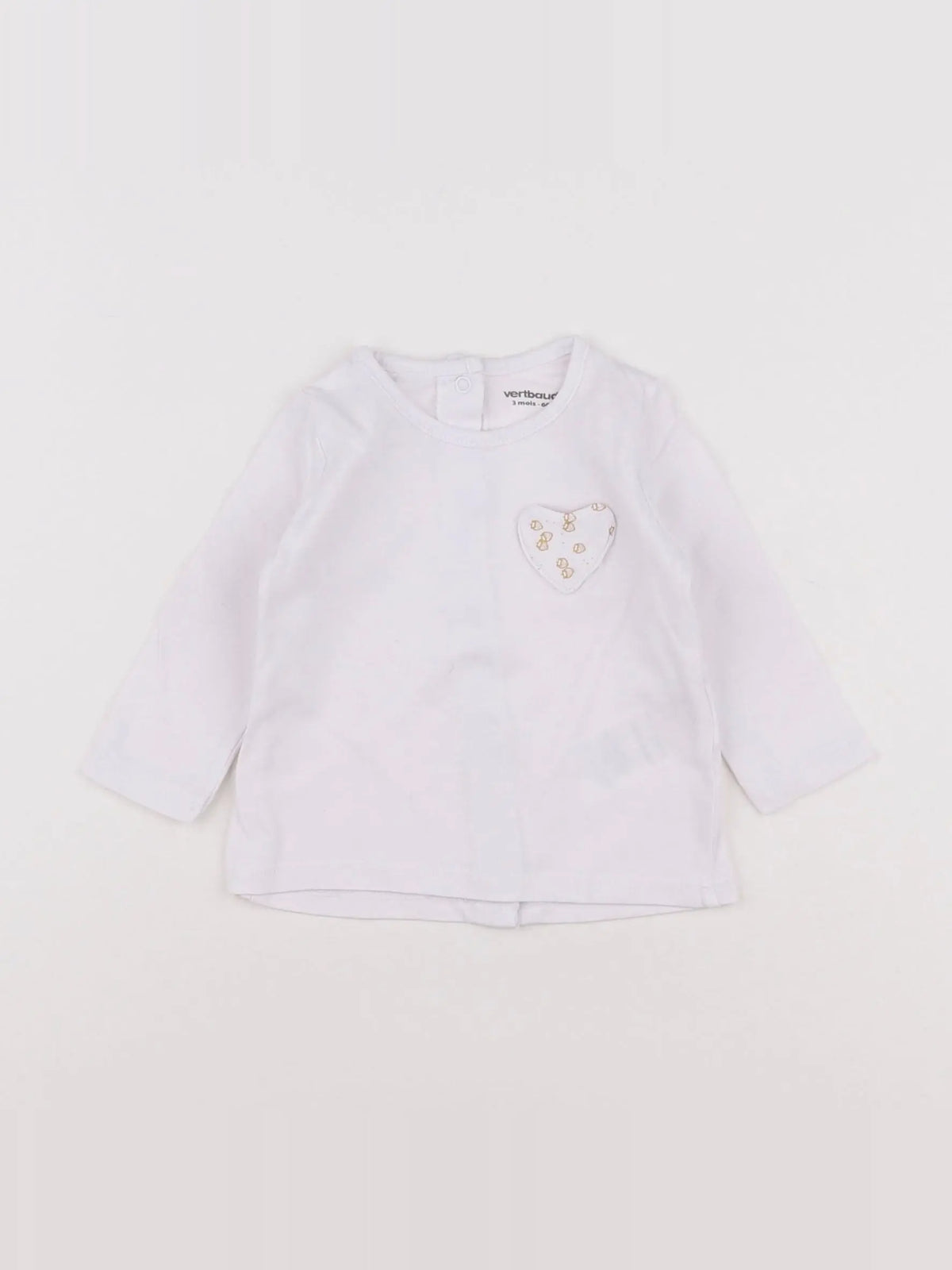 Vertbaudet - tee-shirt blanc - 3 mois