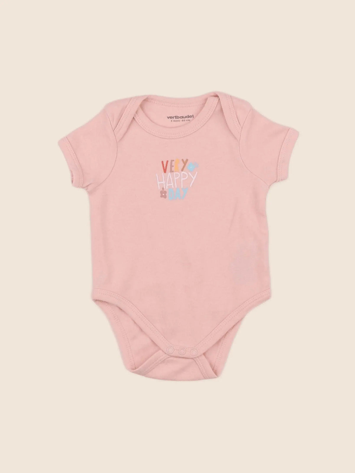 Vertbaudet - body rose - 3 mois