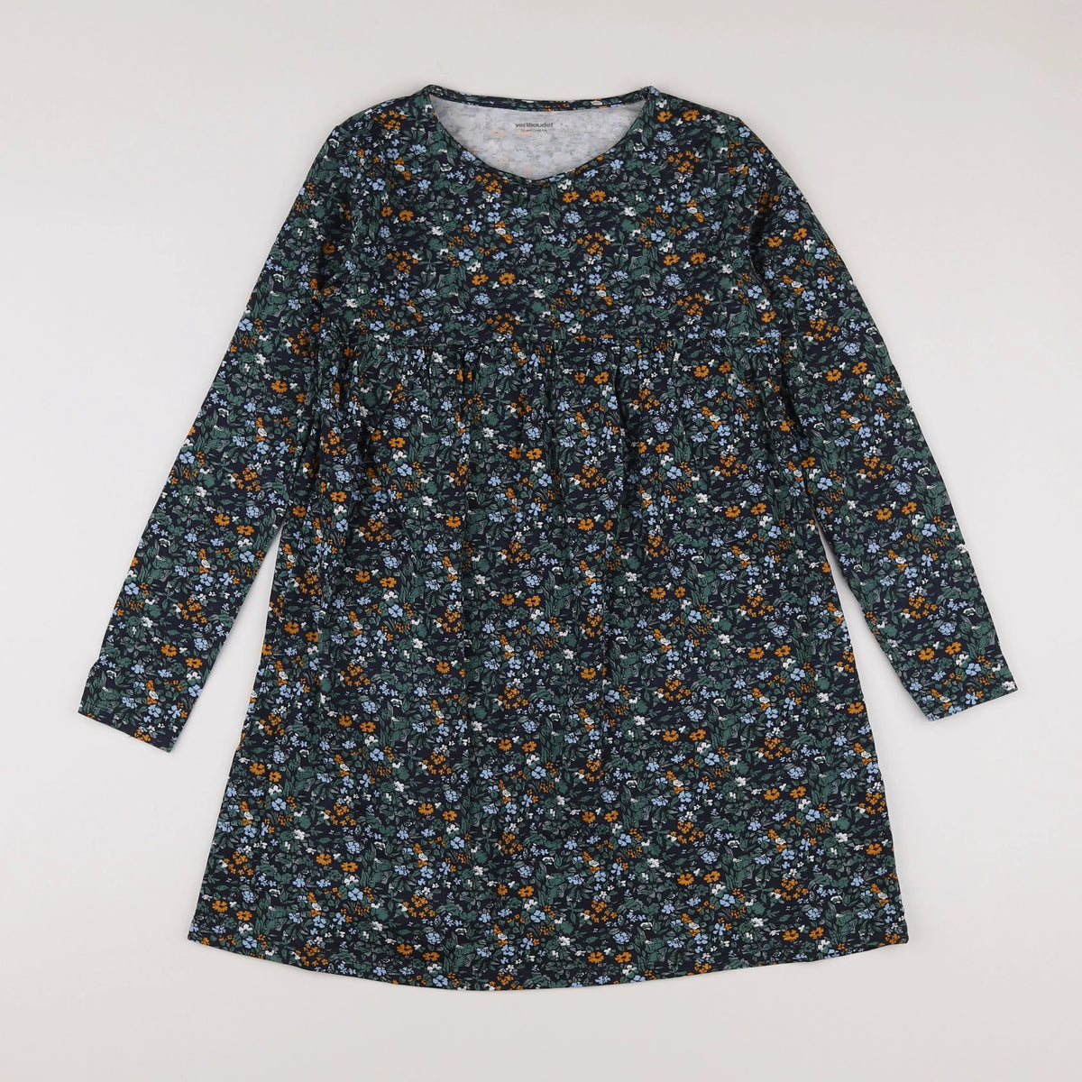Vertbaudet - robe vert, orange - 10 ans
