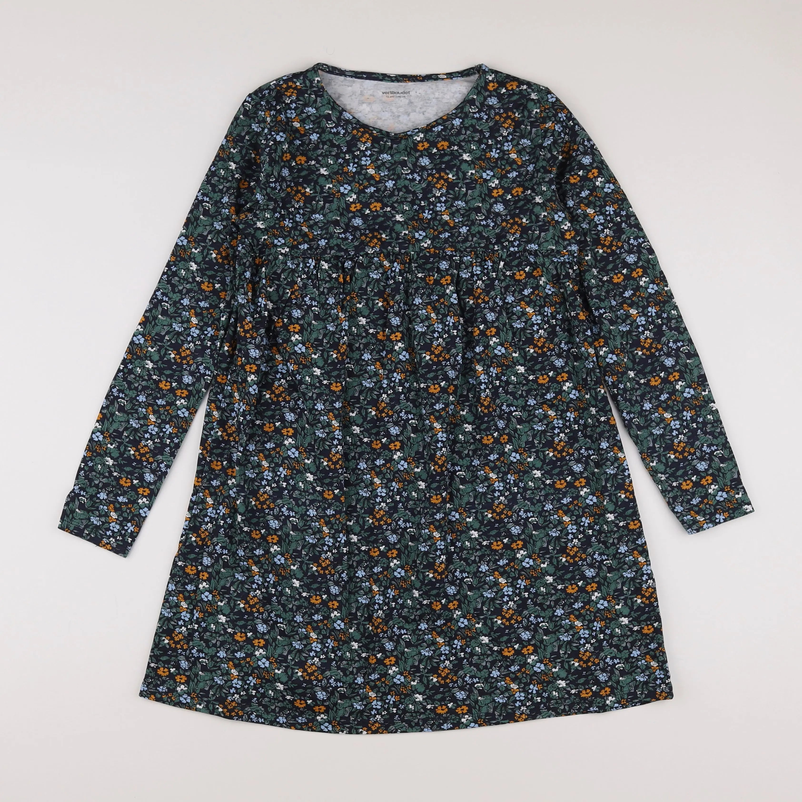 Vertbaudet - robe vert, orange - 10 ans