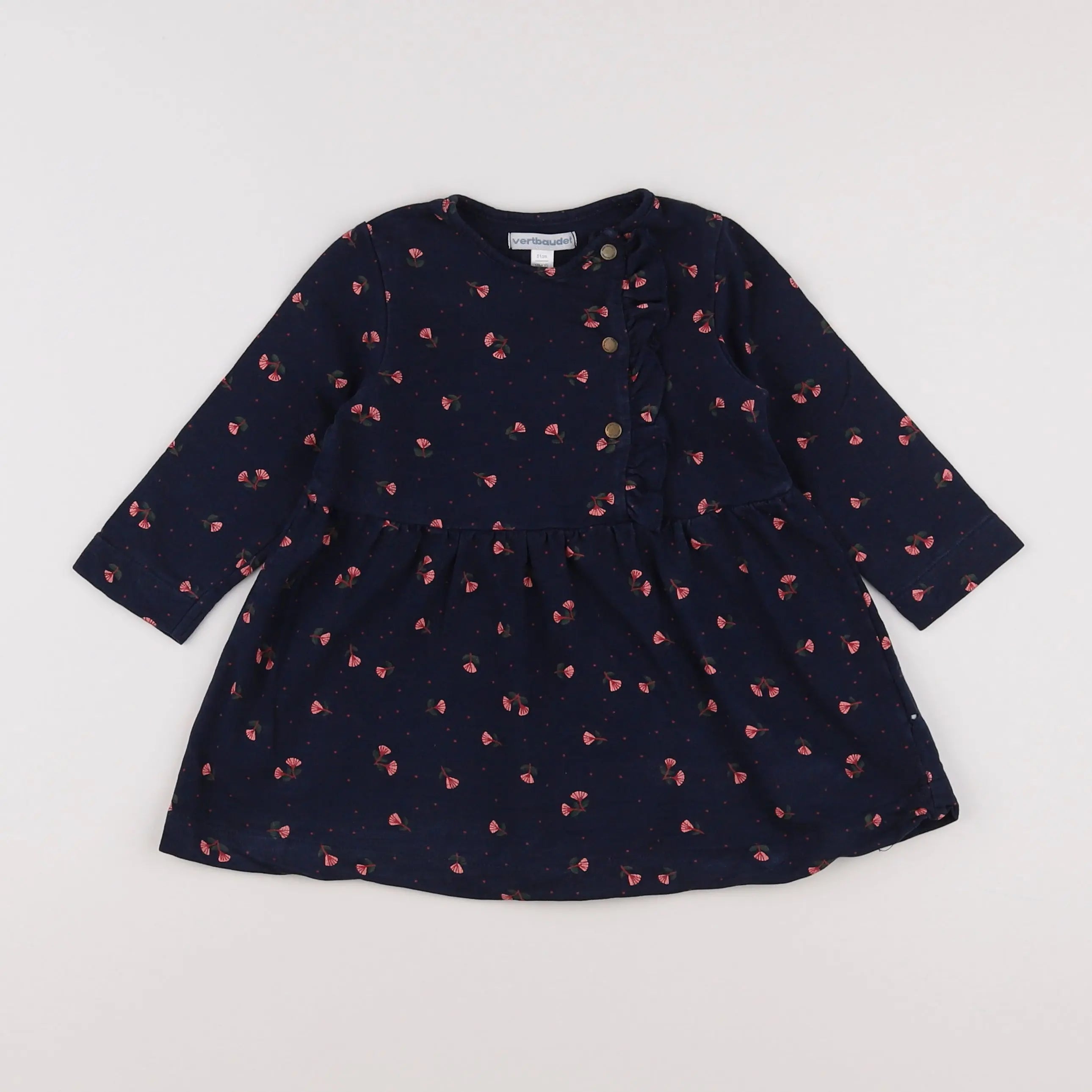Vertbaudet - robe bleu, rose - 18 mois