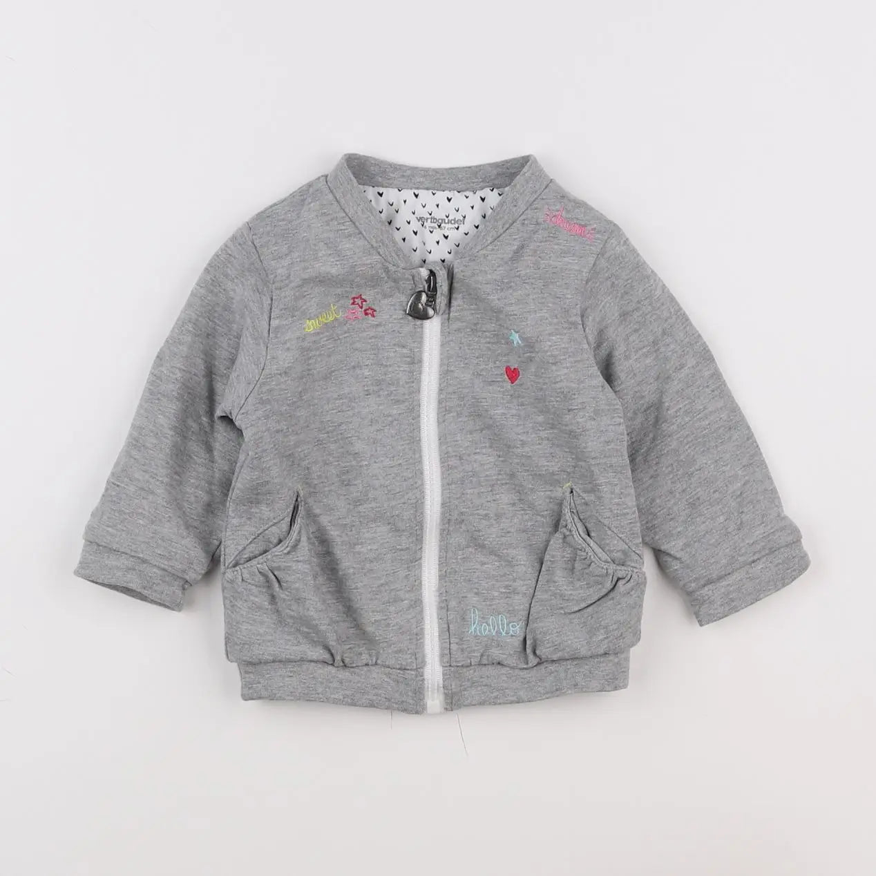 Vertbaudet - sweat gris - 6 mois