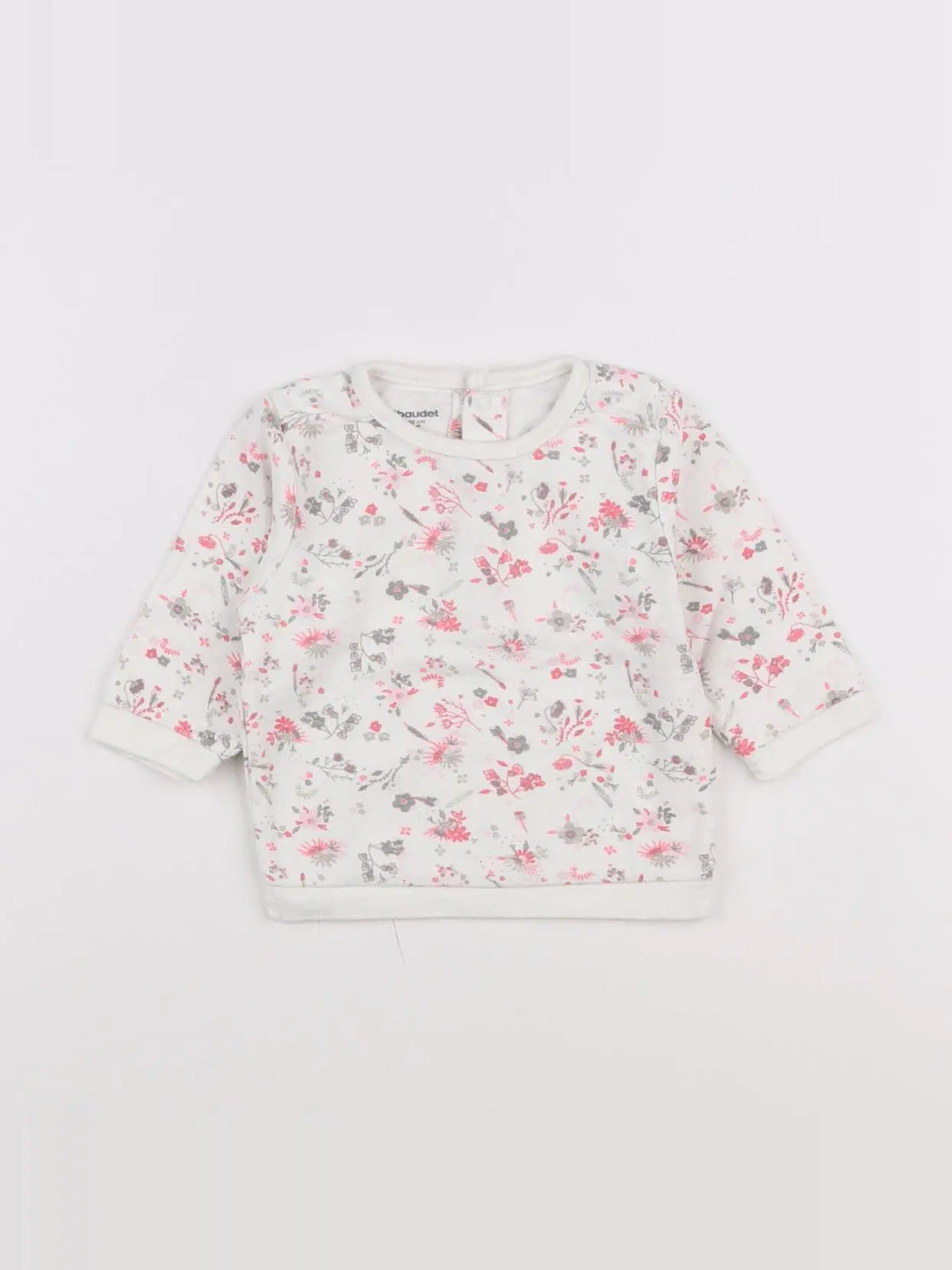 Vertbaudet - tee-shirt blanc, rose - 3 mois