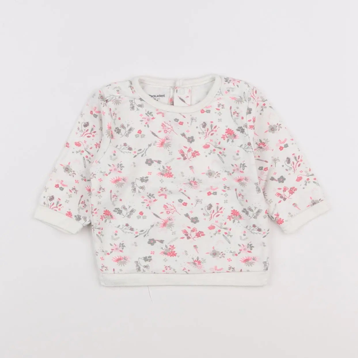 Vertbaudet - tee-shirt blanc, rose - 3 mois