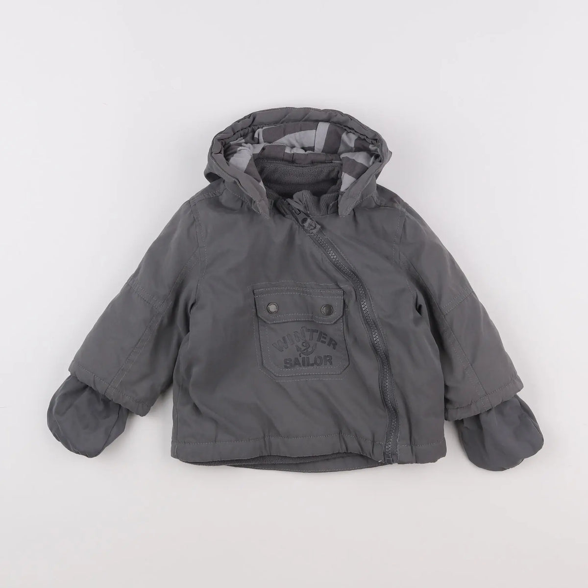 Vertbaudet - manteau gris - 12 mois