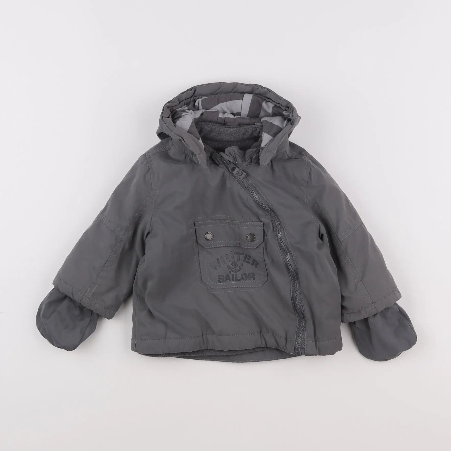 Vertbaudet - manteau gris - 12 mois