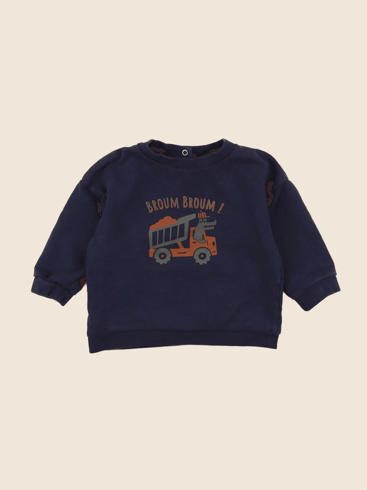 Vertbaudet - sweat bleu, marron - 9 mois