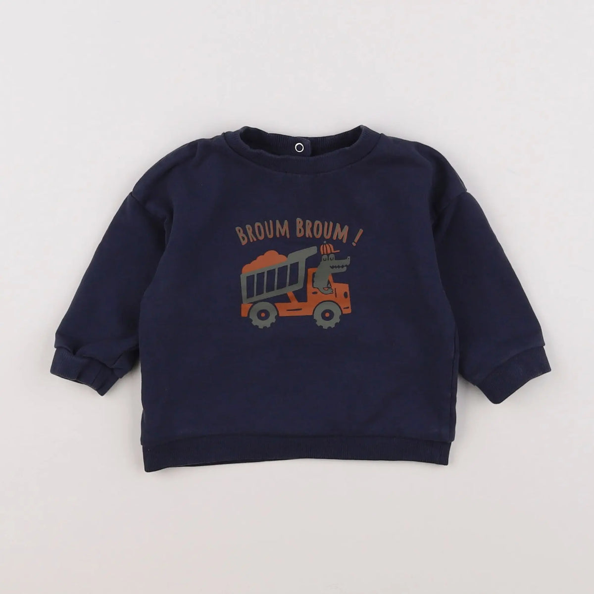 Vertbaudet - sweat bleu, marron - 9 mois
