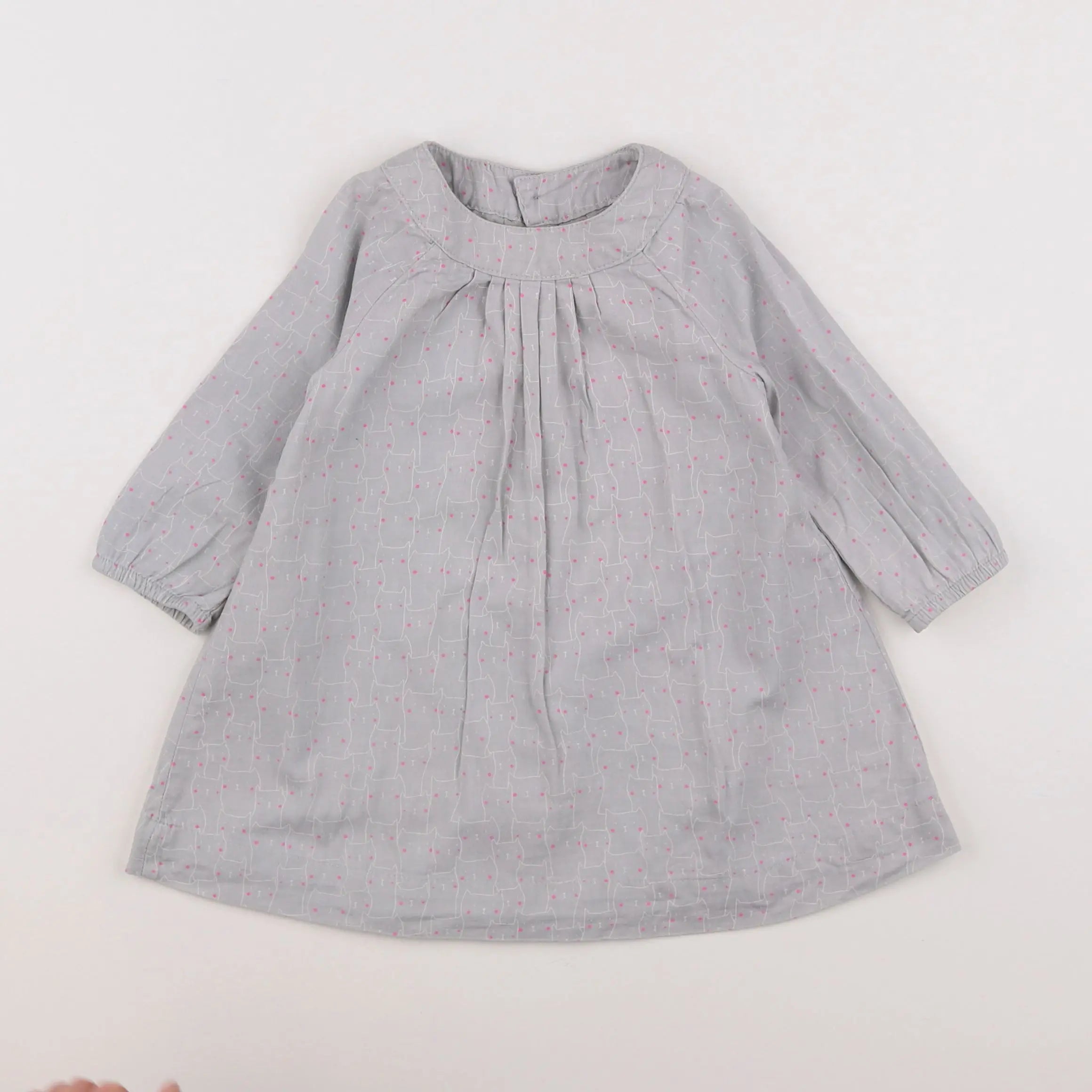Vertbaudet - robe gris, rose - 12 mois