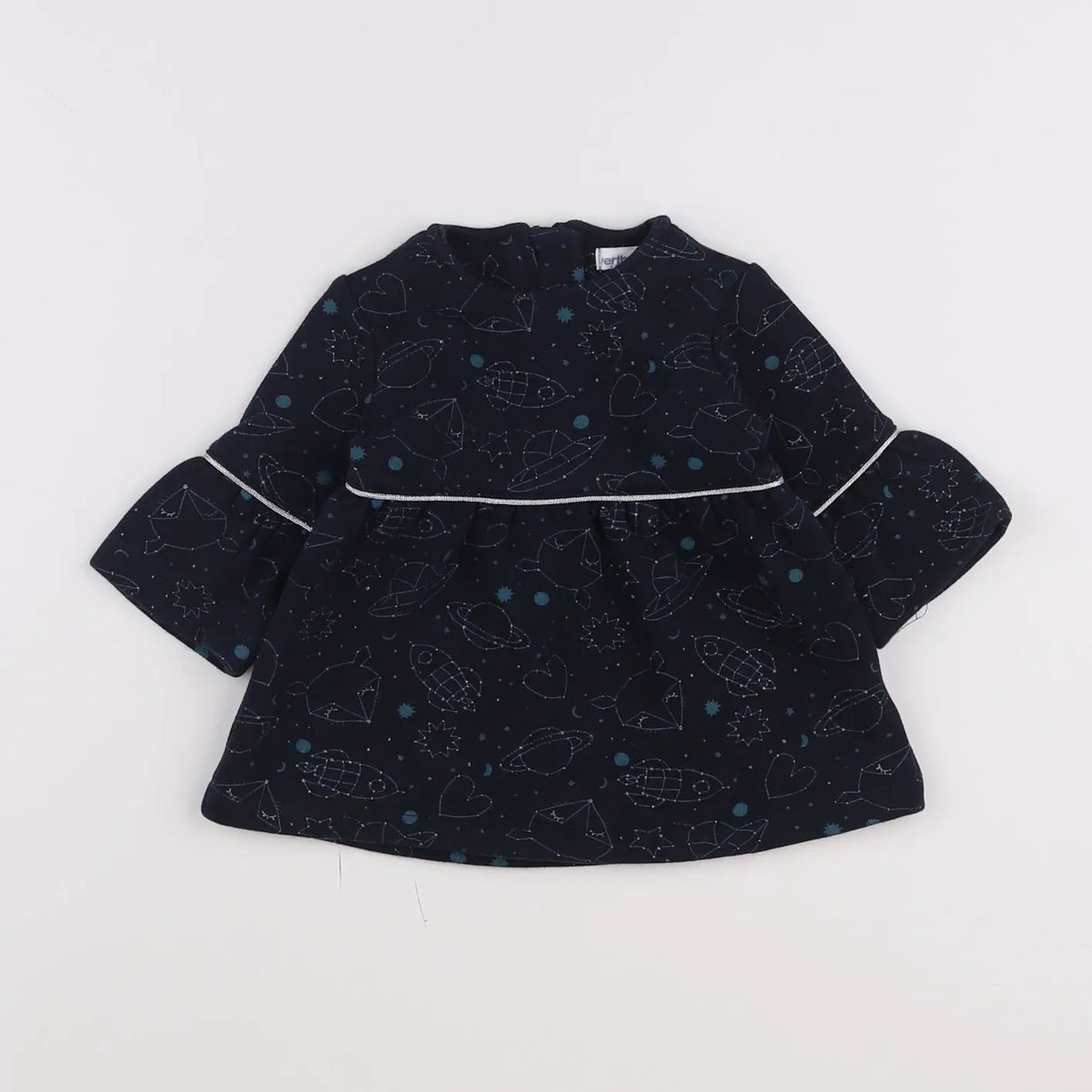 Vertbaudet - robe bleu, argent - 3 mois