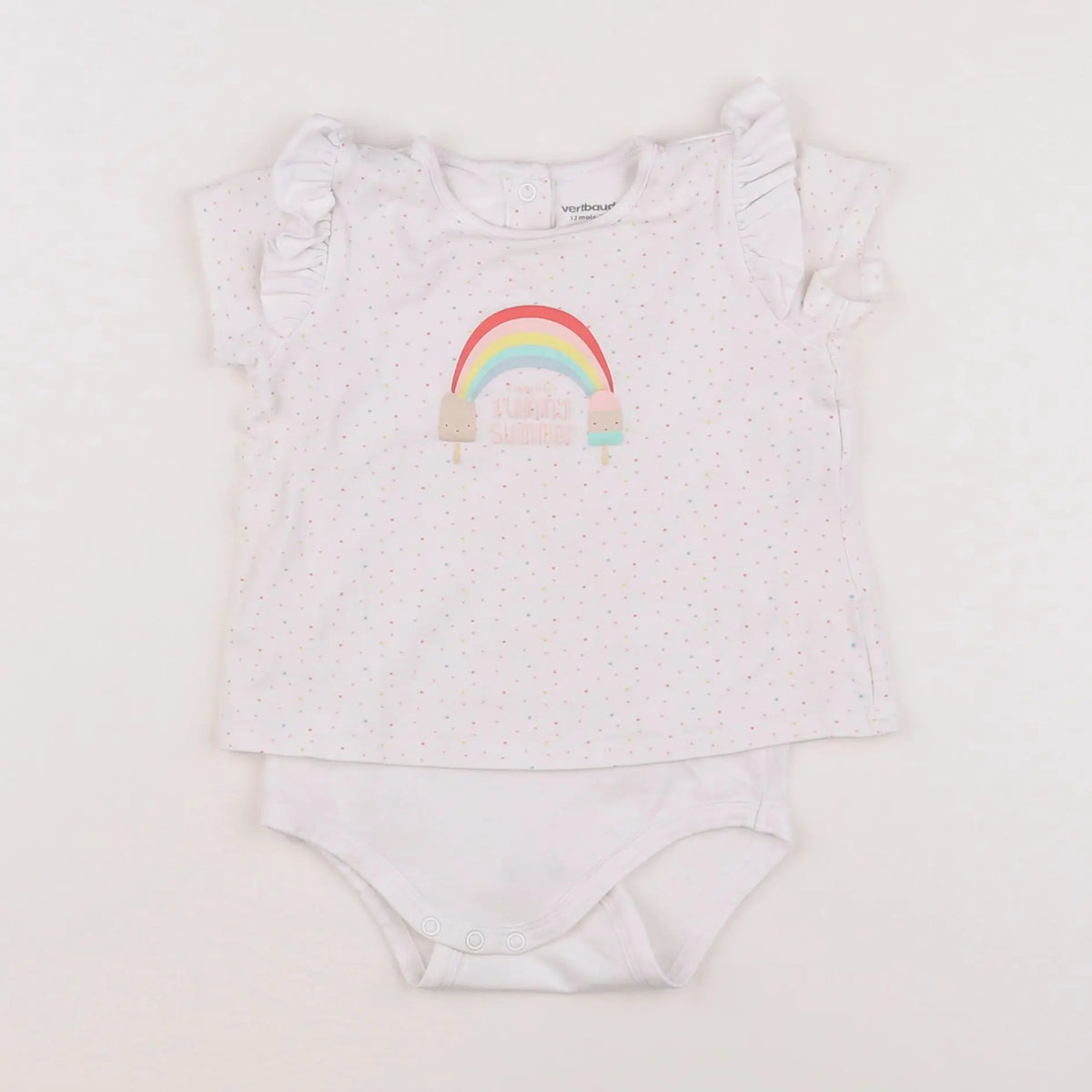 Vertbaudet - body tee-shirt blanc - 12 mois