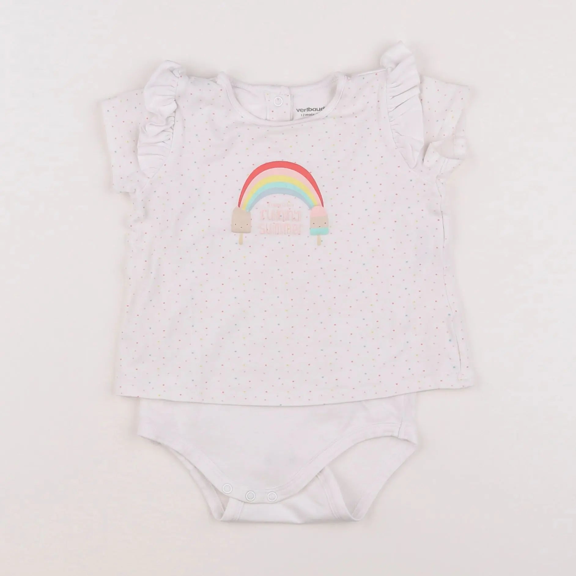 Vertbaudet - body tee-shirt blanc - 12 mois