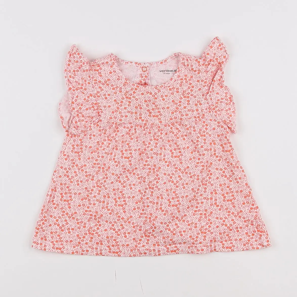 Vertbaudet - tee-shirt blanc, orange - 9 mois