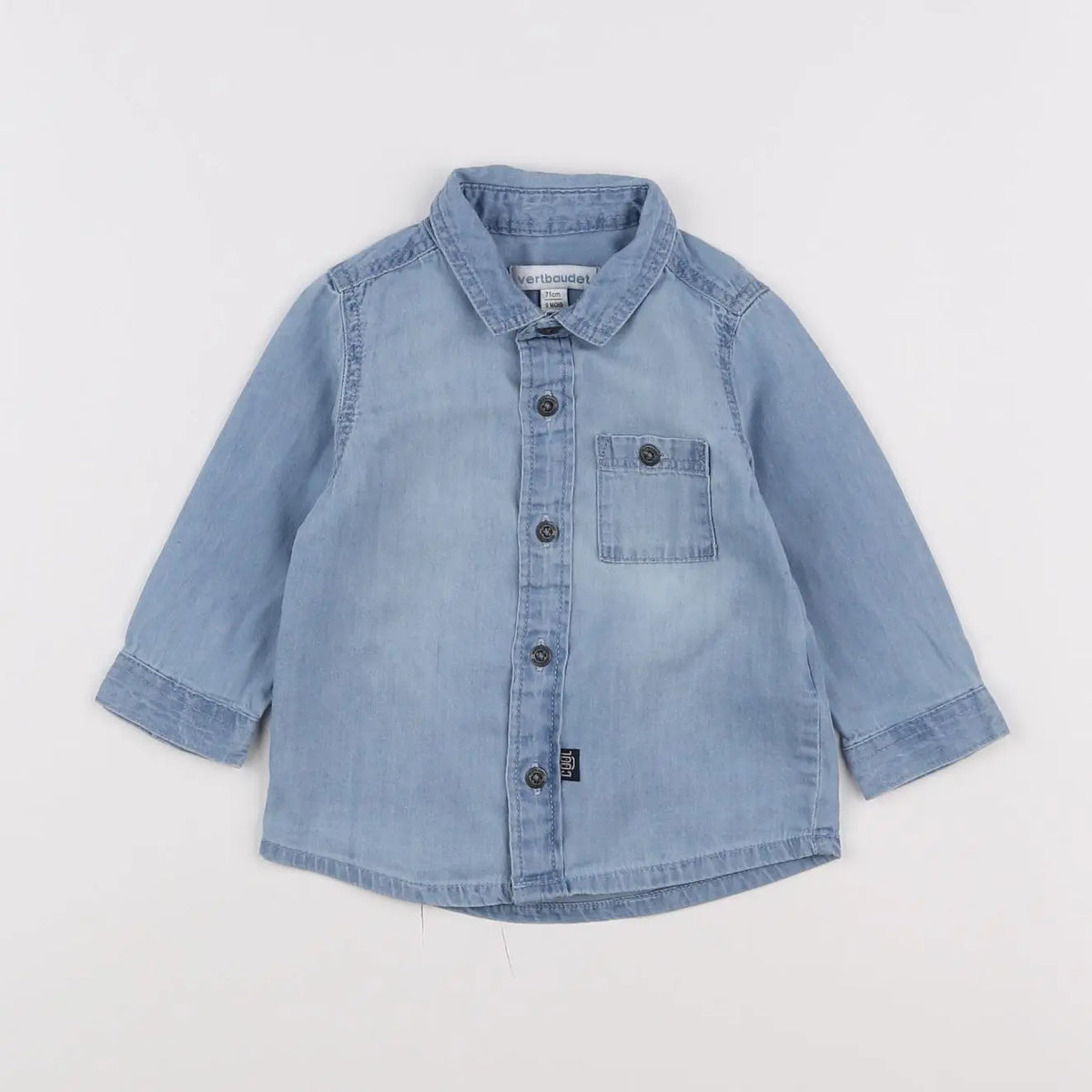 Vertbaudet - chemise bleu - 9 mois