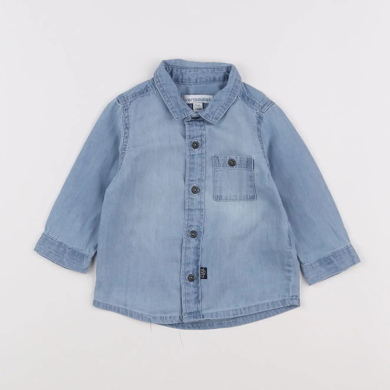 Vertbaudet - chemise bleu - 9 mois