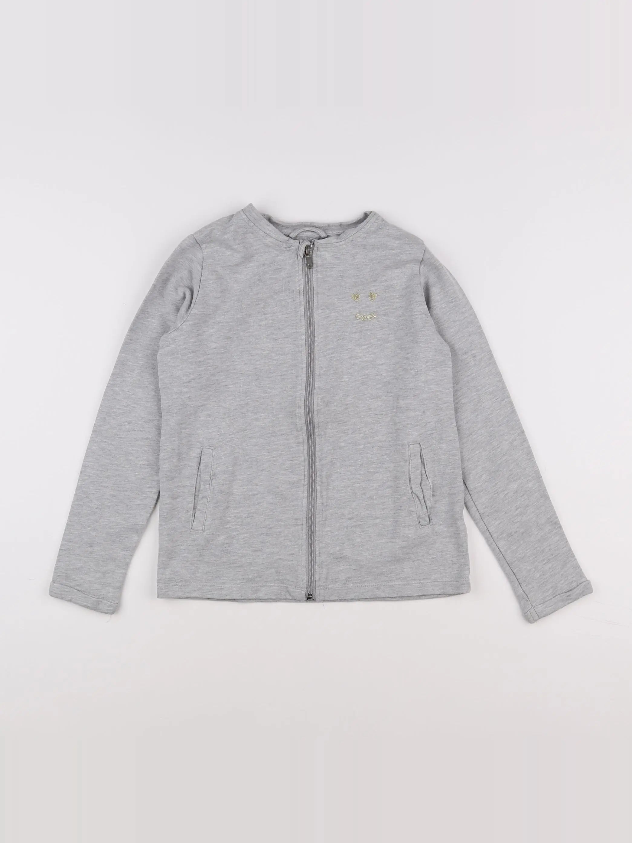 Vertbaudet - sweat gris, or - 10 ans