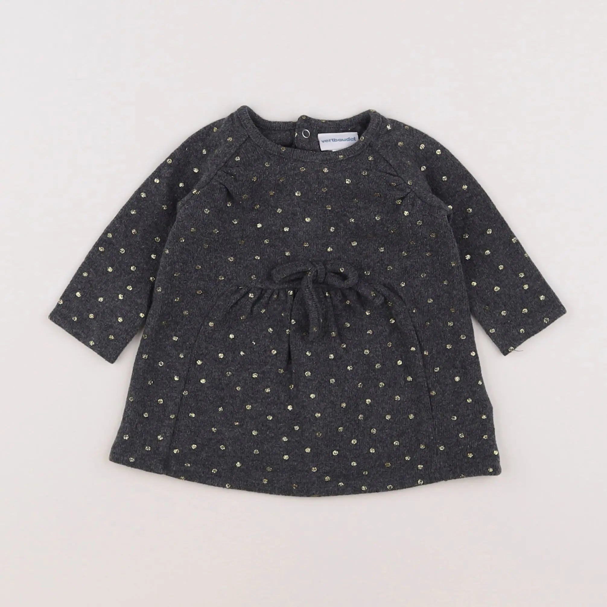 Vertbaudet - robe gris, or - 3 mois
