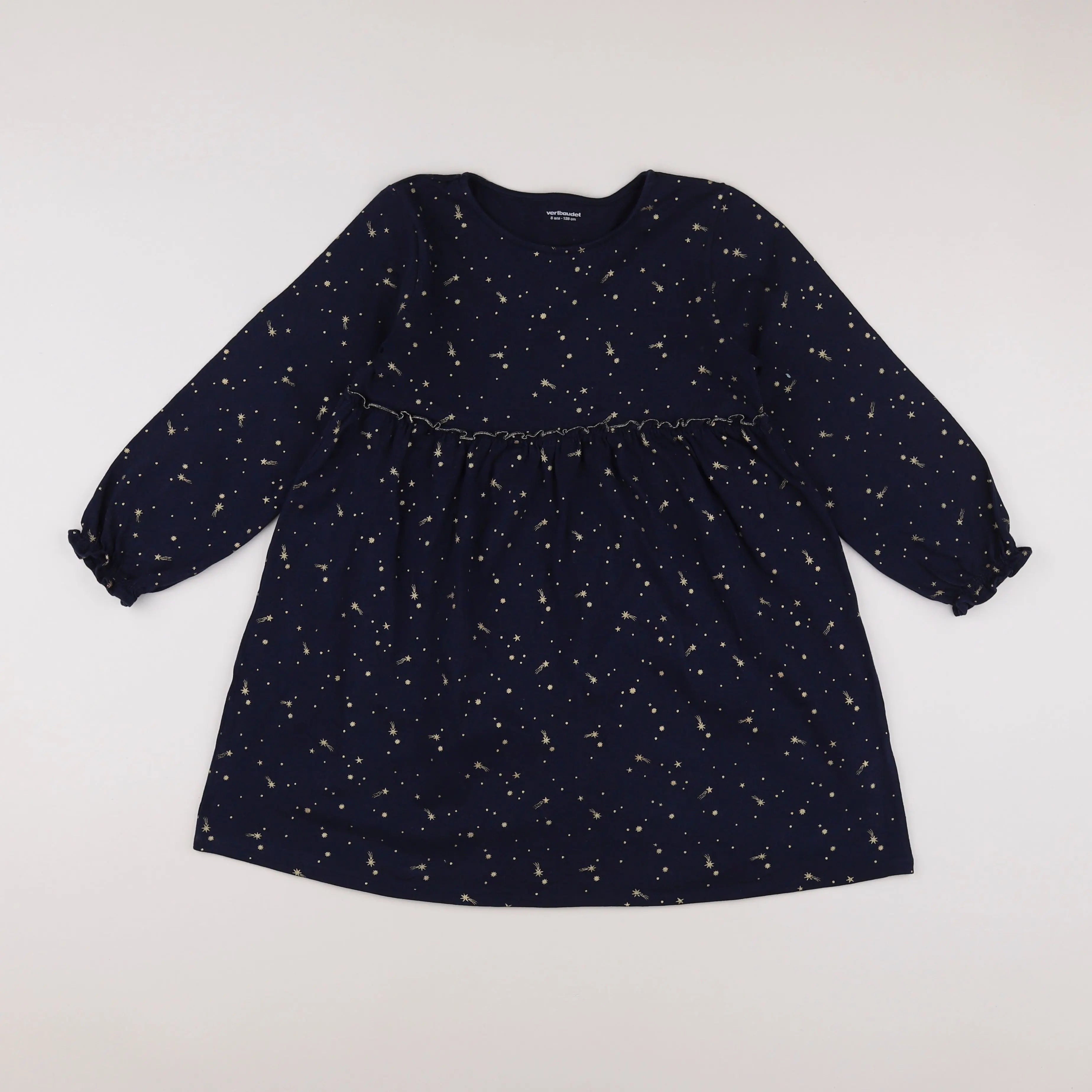Vertbaudet - robe bleu, or - 8 ans