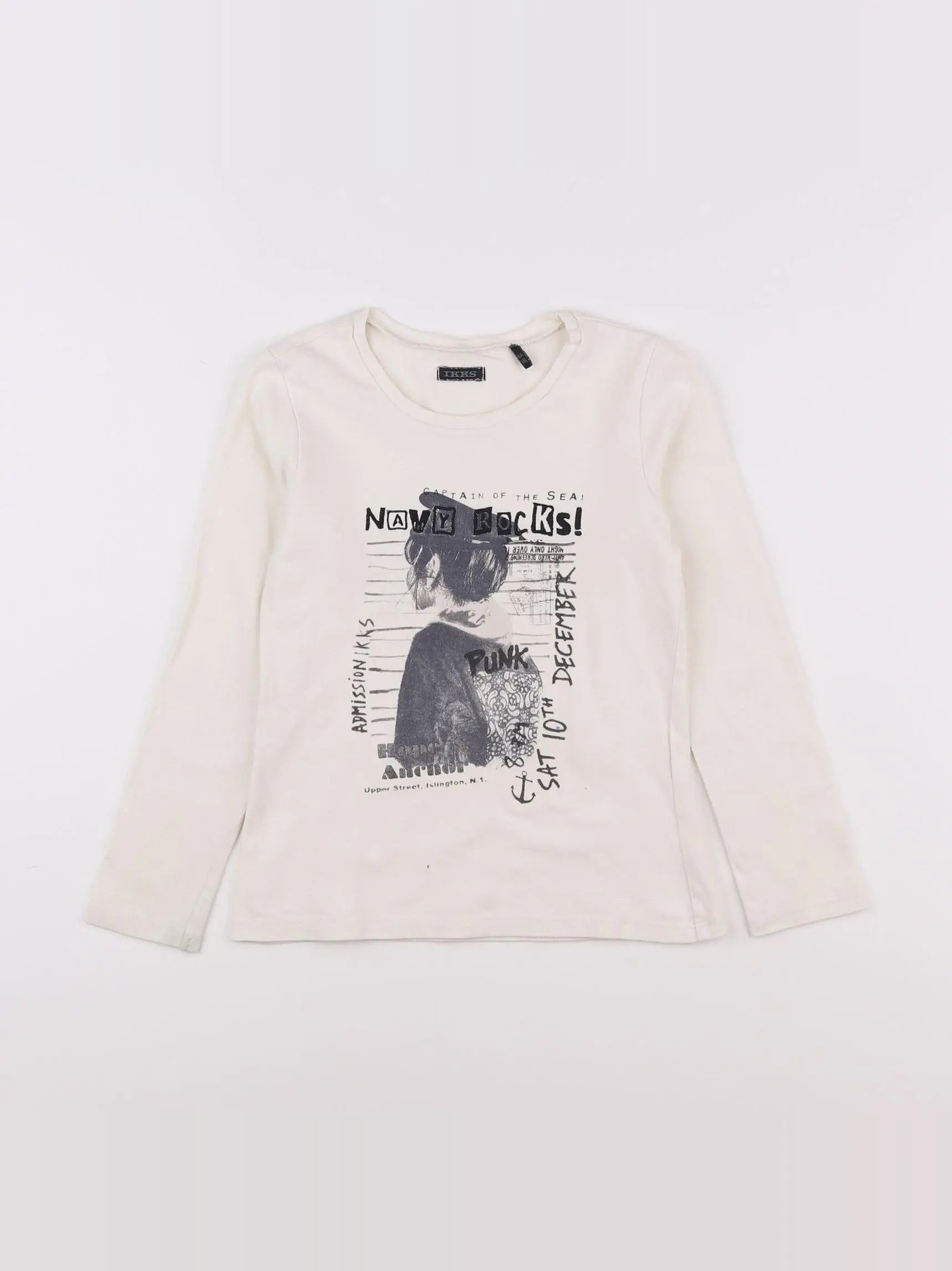 IKKS - tee-shirt blanc, gris - 6 ans