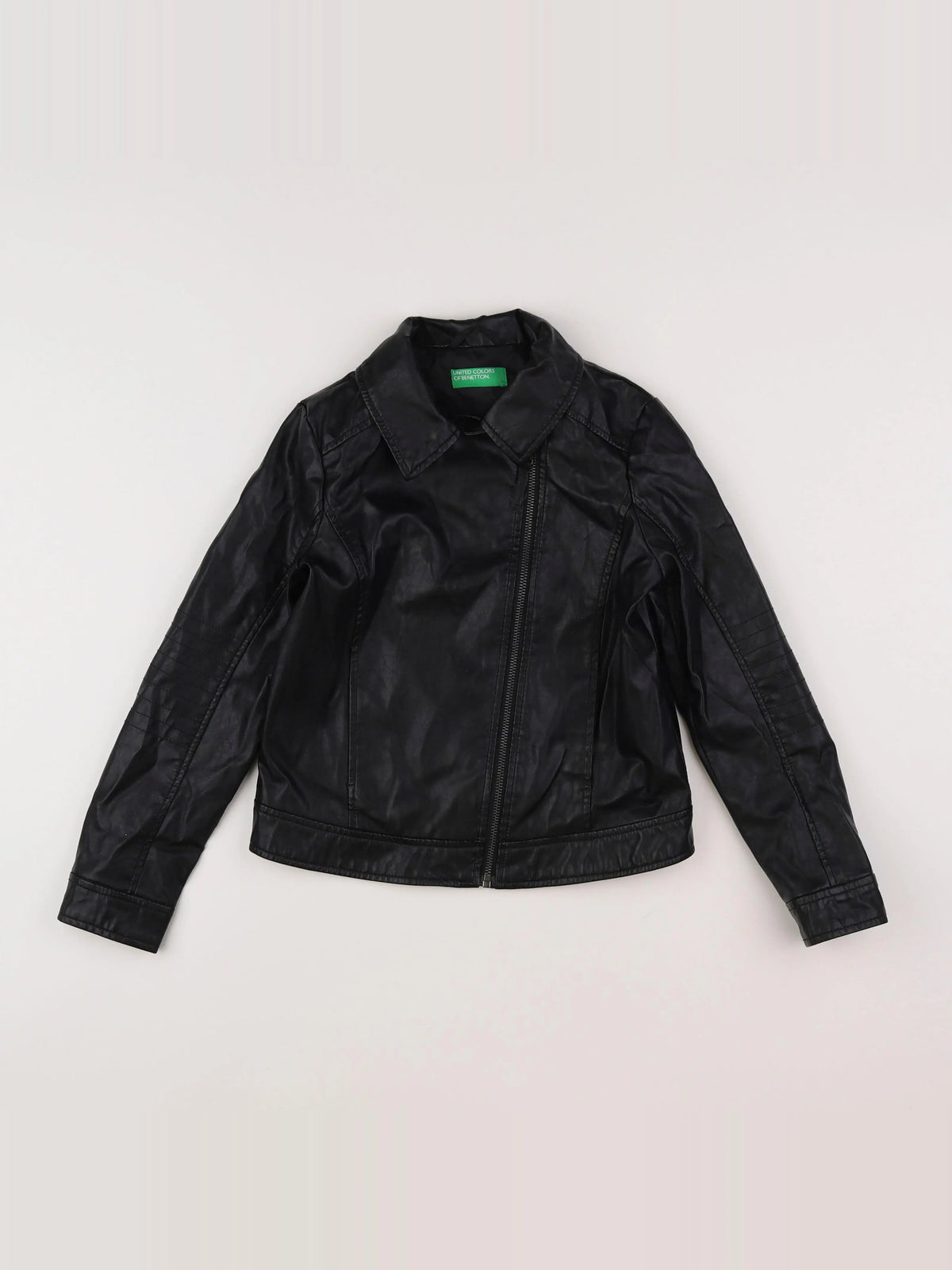 Benetton - veste simili cuir noir - 7/8 ans