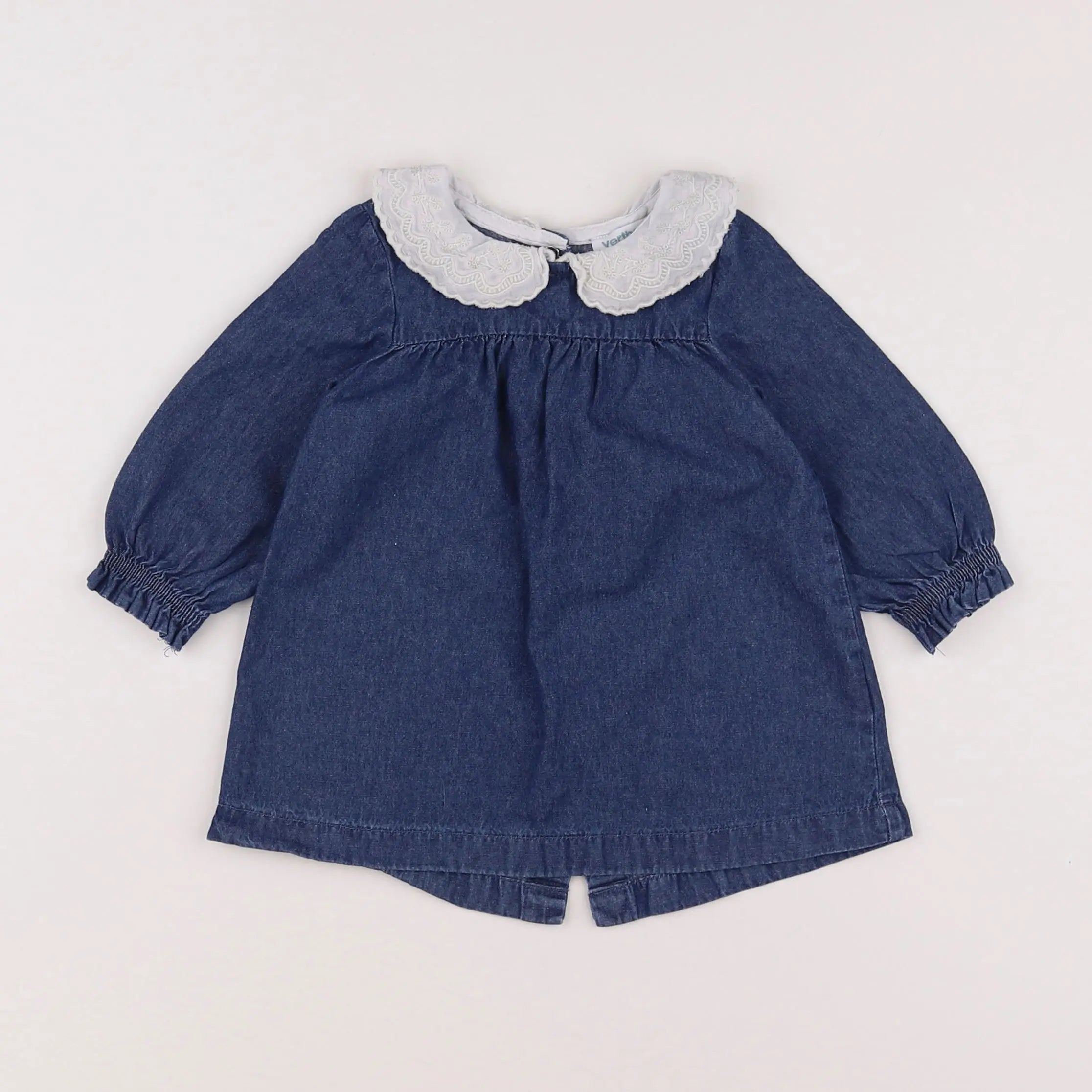 Vertbaudet - robe blanc, bleu - 6 mois