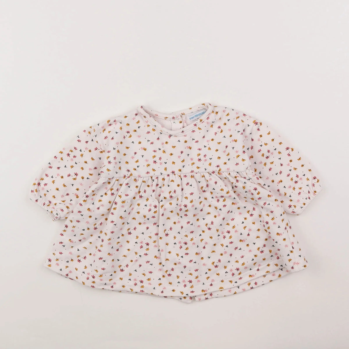 Vertbaudet - robe blanc, rose - 9 mois
