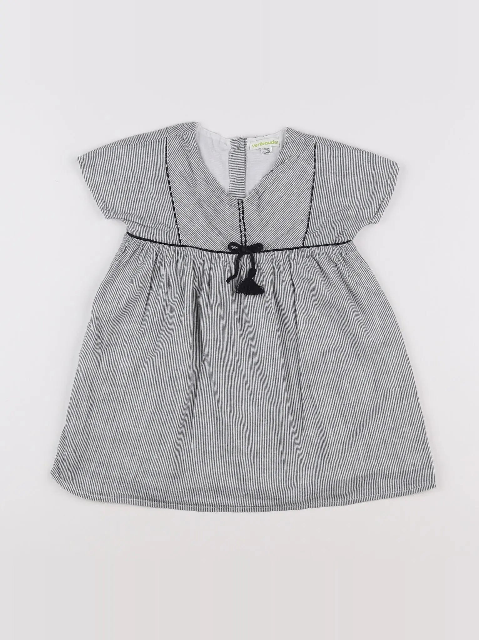 Vertbaudet - robe blanc, gris - 2 ans