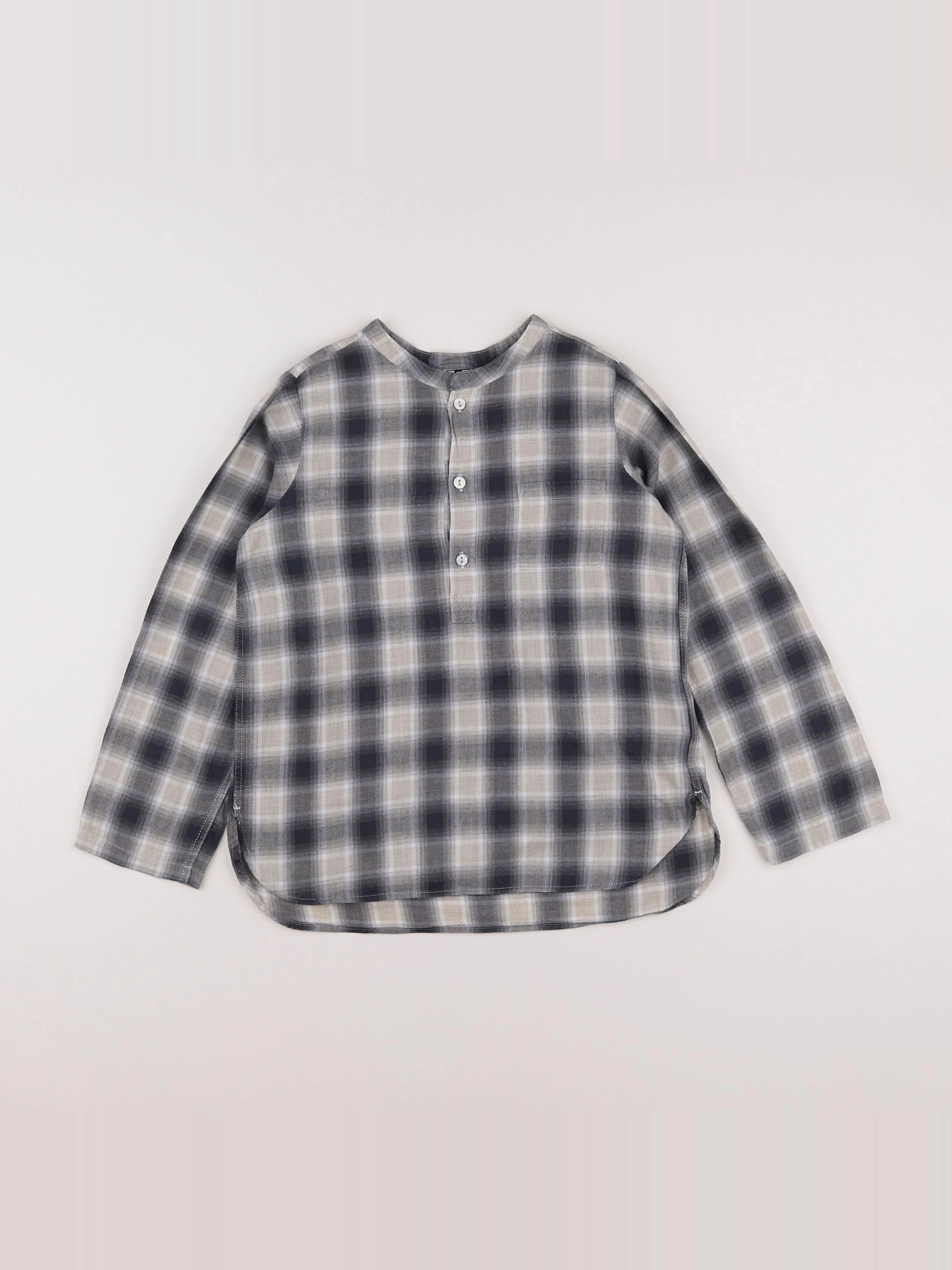 Bonton - chemise blanc, gris - 8 ans