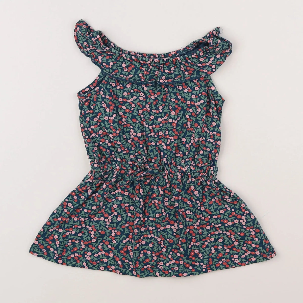 Vertbaudet - robe vert, multicolore - 2 ans