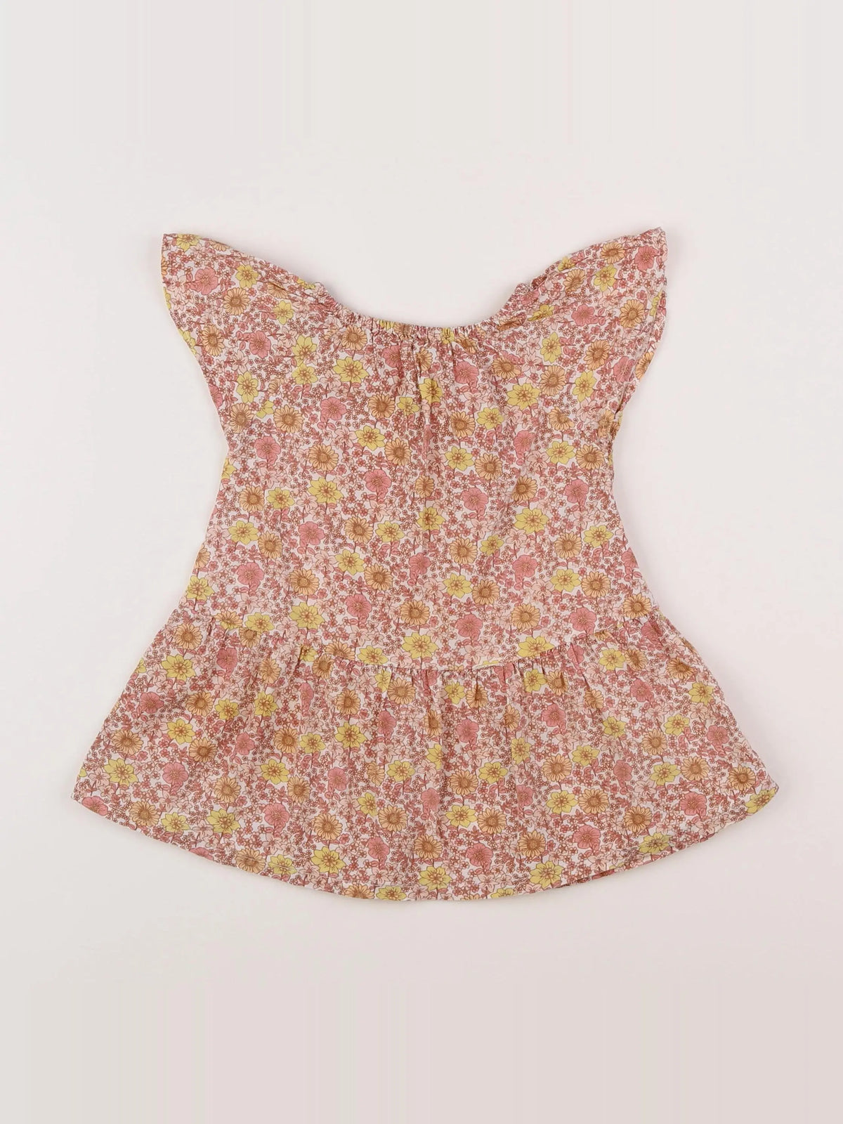 Vertbaudet - robe blanc, orange, multicolore - 9 mois