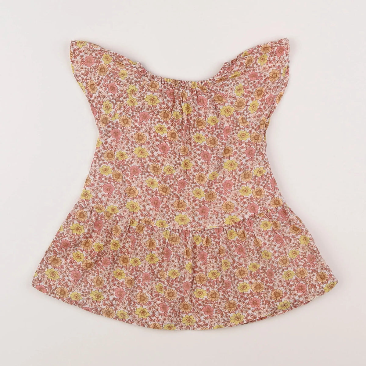 Vertbaudet - robe blanc, orange, multicolore - 9 mois