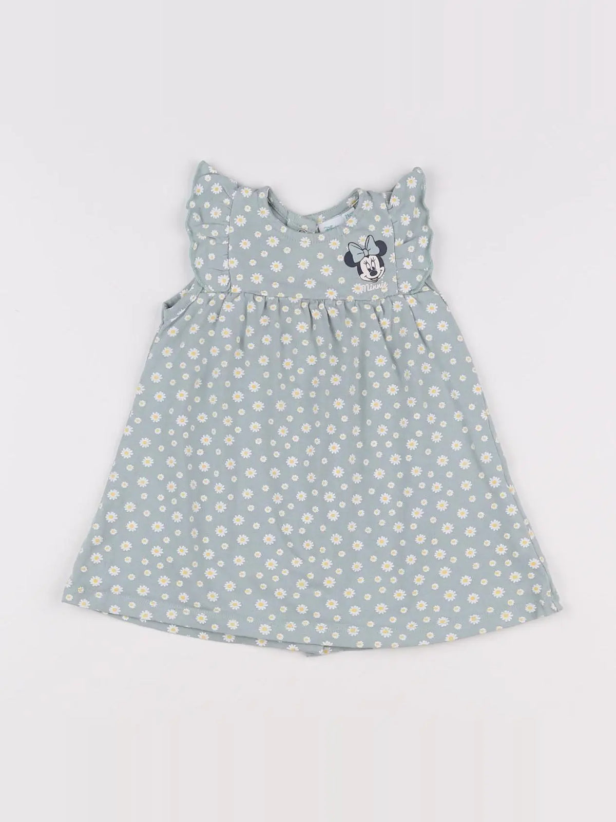 Vertbaudet - robe vert, blanc, jaune - 9 mois