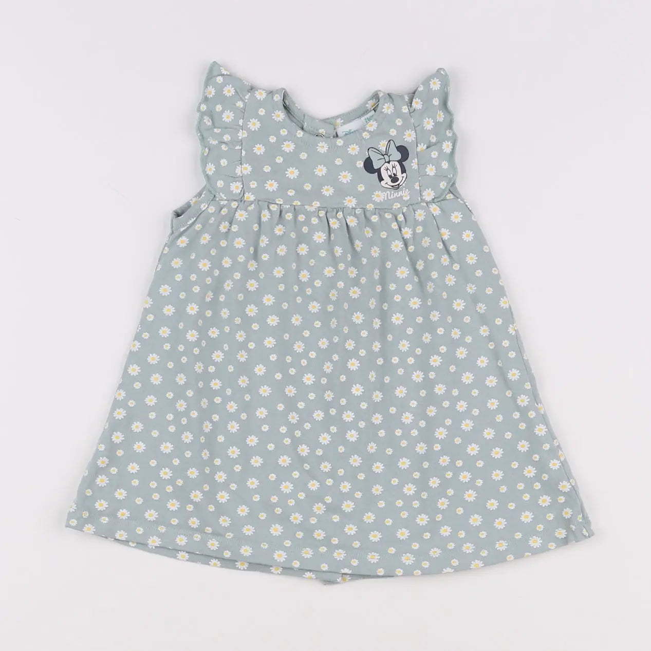 Vertbaudet - robe vert, blanc, jaune - 9 mois