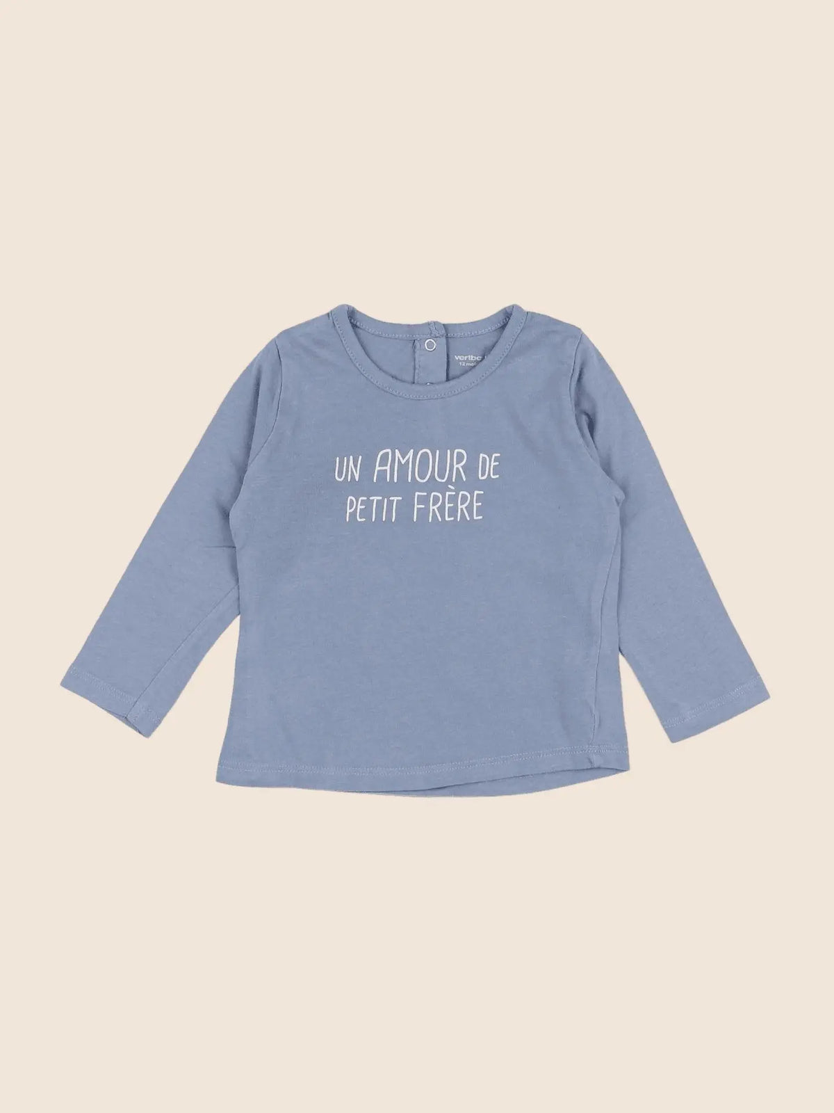 Vertbaudet - tee-shirt bleu, gris - 12 mois