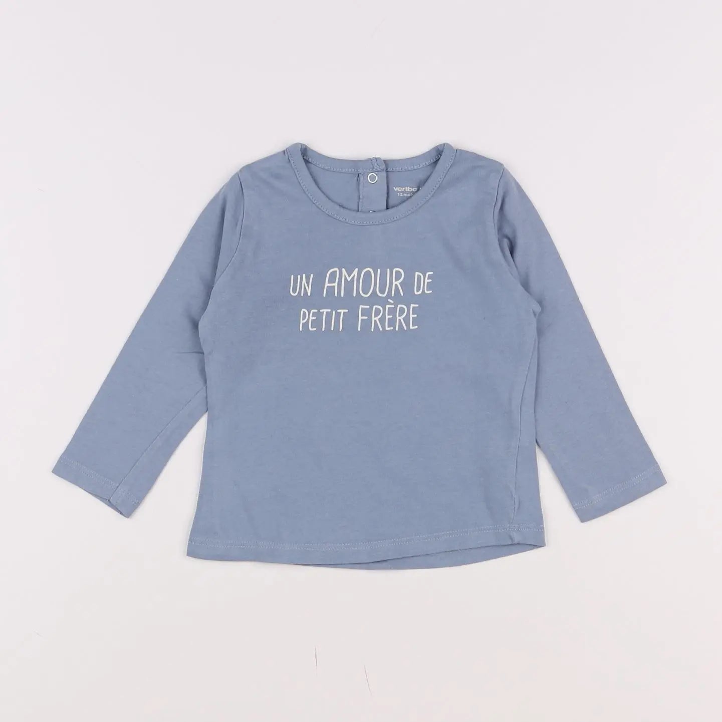 Vertbaudet - tee-shirt bleu, gris - 12 mois