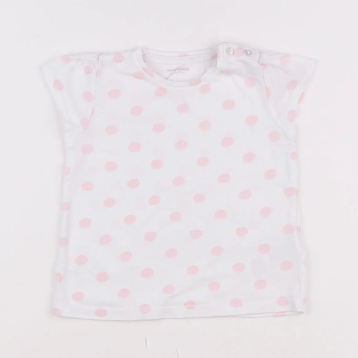 Vertbaudet - tee-shirt blanc, rose - 18 mois