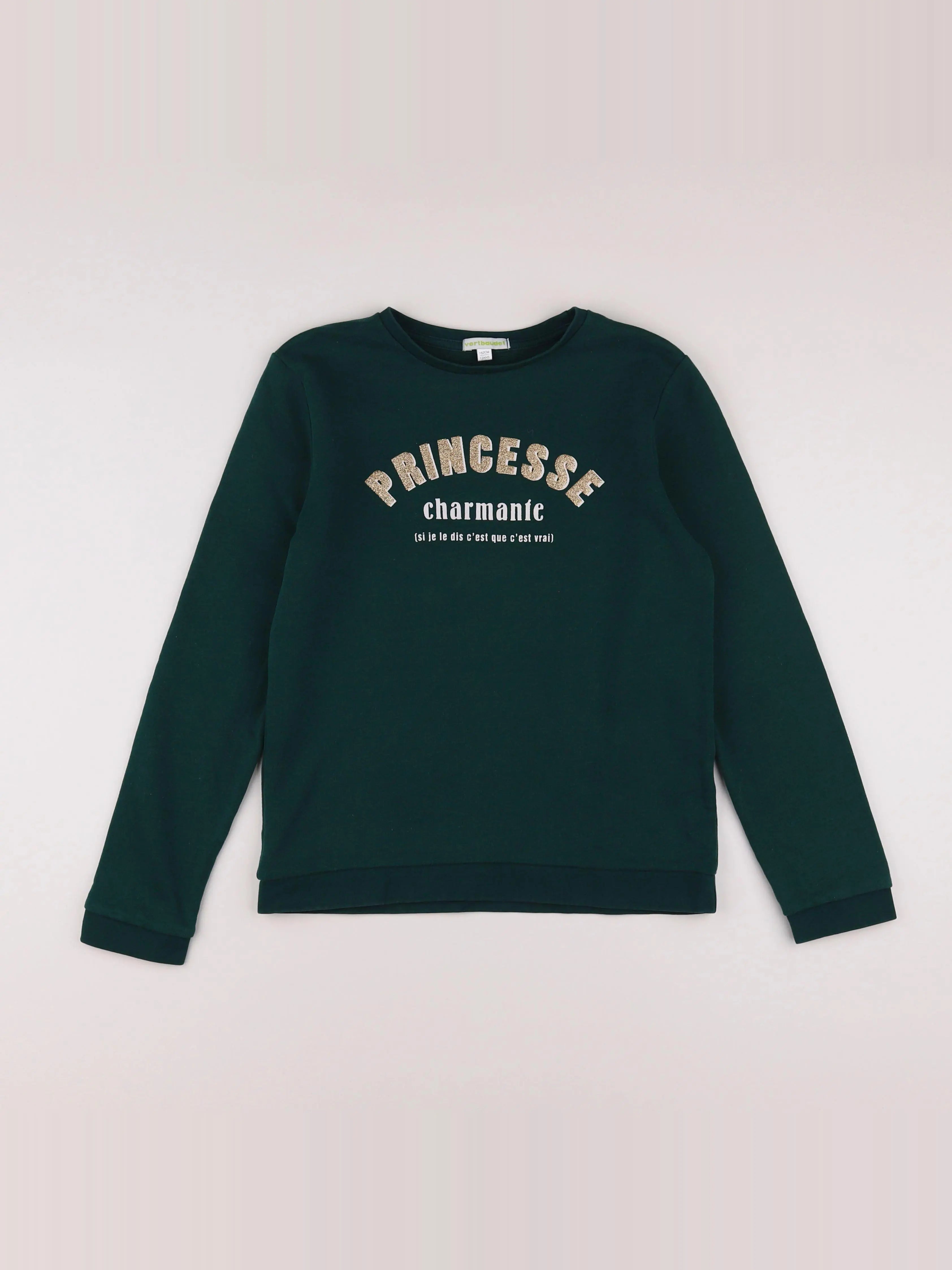 Vertbaudet - sweat vert - 12 ans